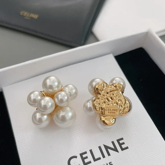 CELINE [Colored Bead Flower Earrings] Vintage Model
